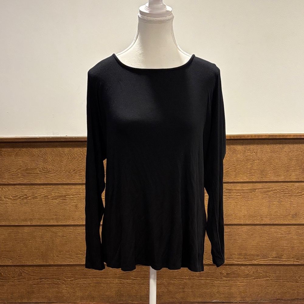 41 Hawthorn Black Long-Sleeve Boatneck Tee